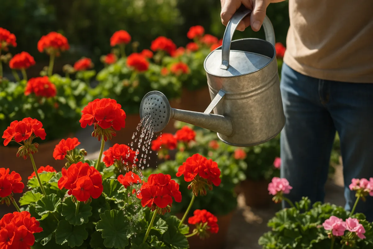Gerani sempre fioriti: la routine d’acqua che fa la differenza in estate