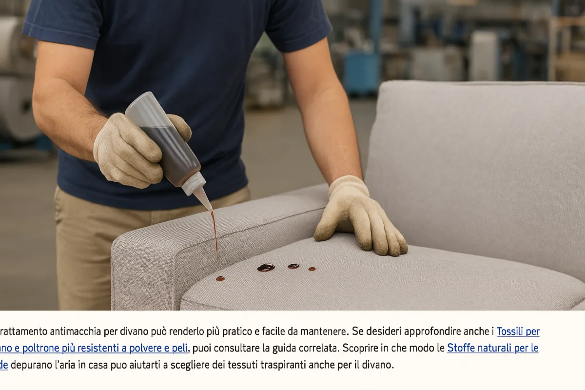 Tessuto antimacchia per divano: come funziona davvero il trattamento in fabbrica