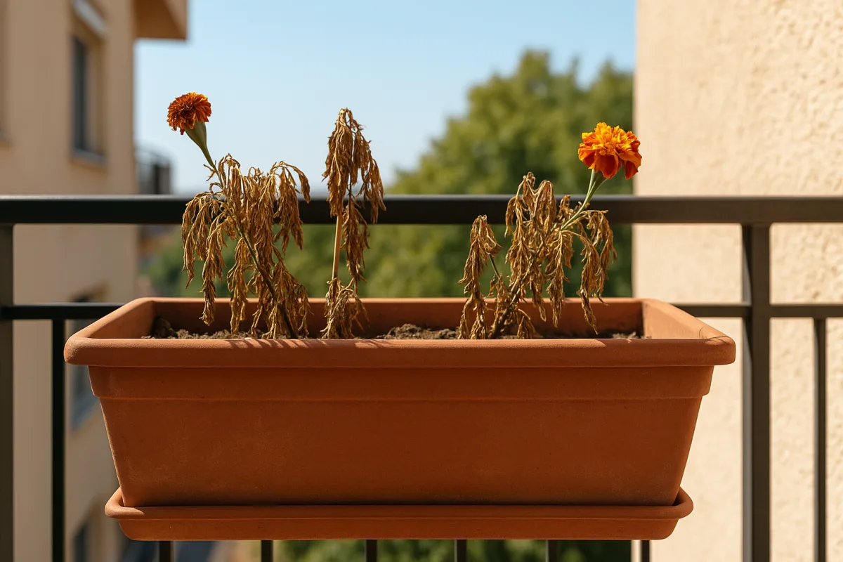Fioriera sul balcone esposto a sud: il materiale del vaso che brucia le radici