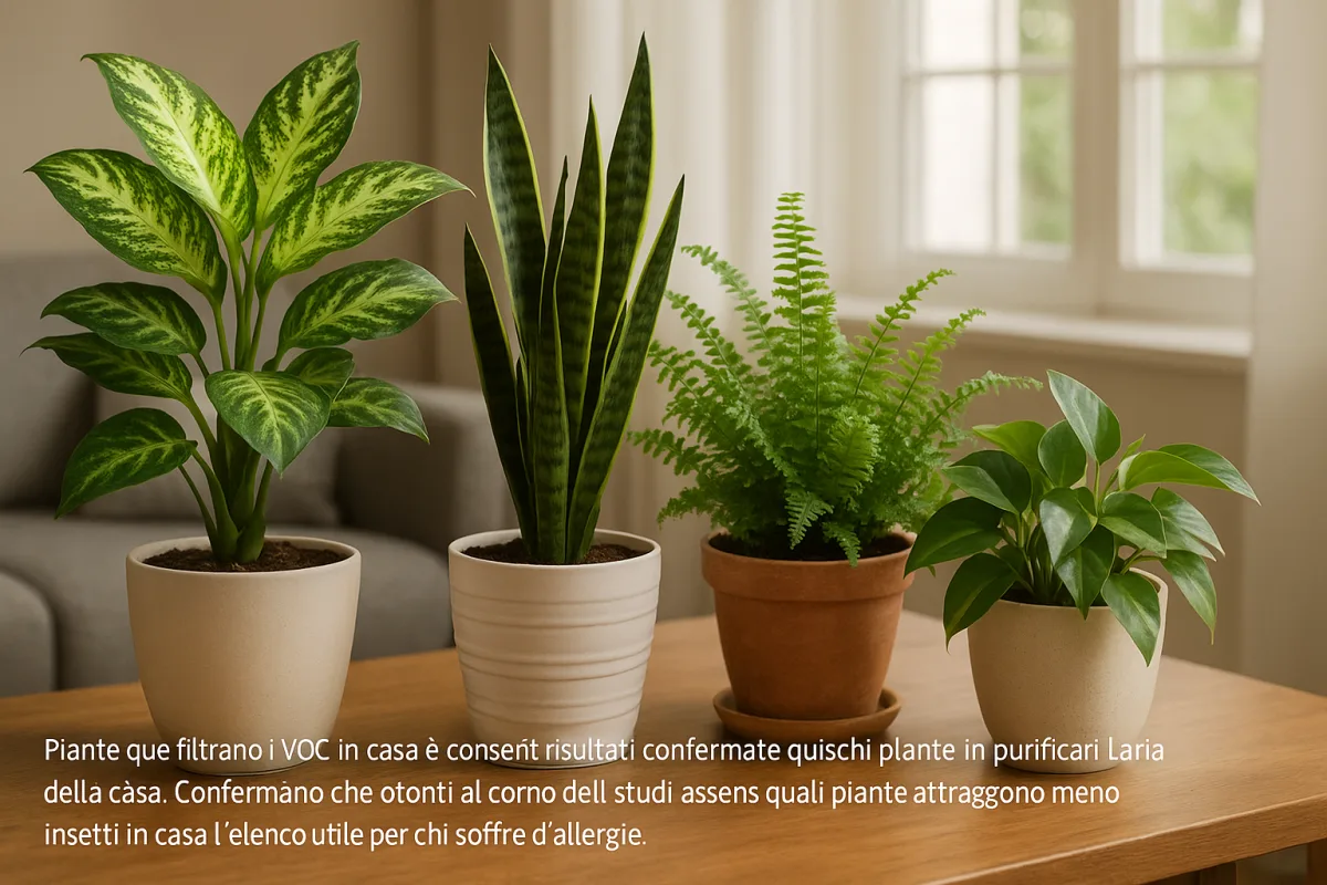 Piante che filtrano i VOC in casa: le specie testate in ambienti chiusi