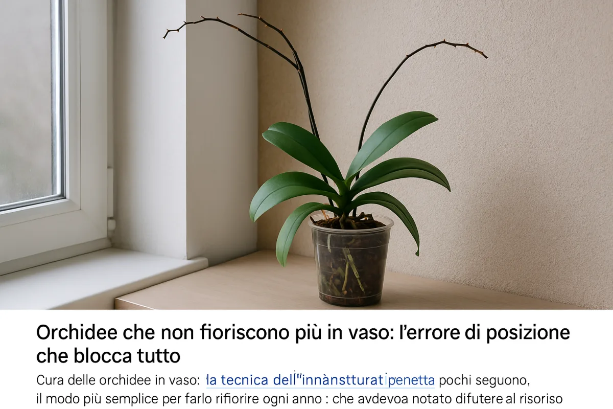 Orchidee che non fioriscono più in vaso: l'errore di posizione che blocca tutto