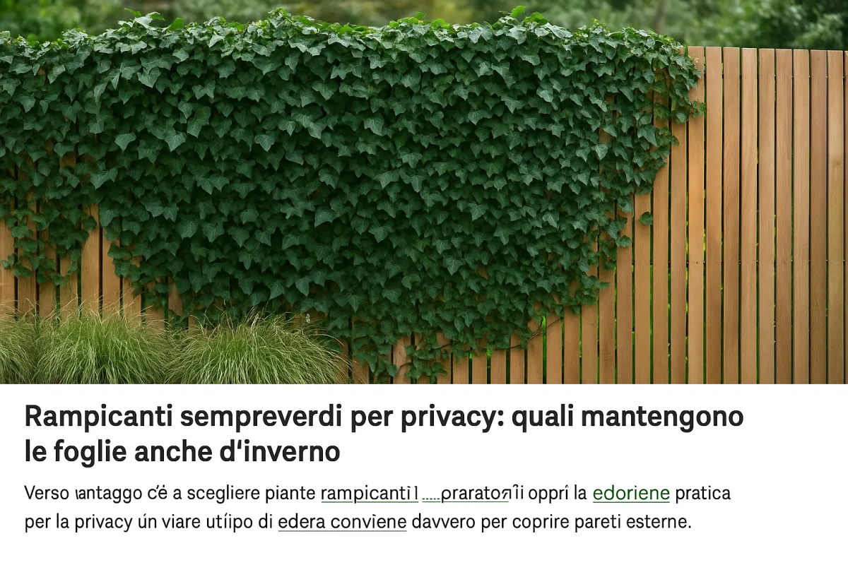 Rampicanti sempreverdi per privacy: quali mantengono le foglie anche d'inverno