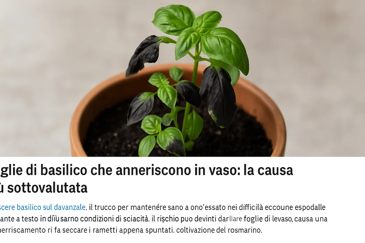 Foglie di basilico che anneriscono in vaso: la causa più sottovalutata