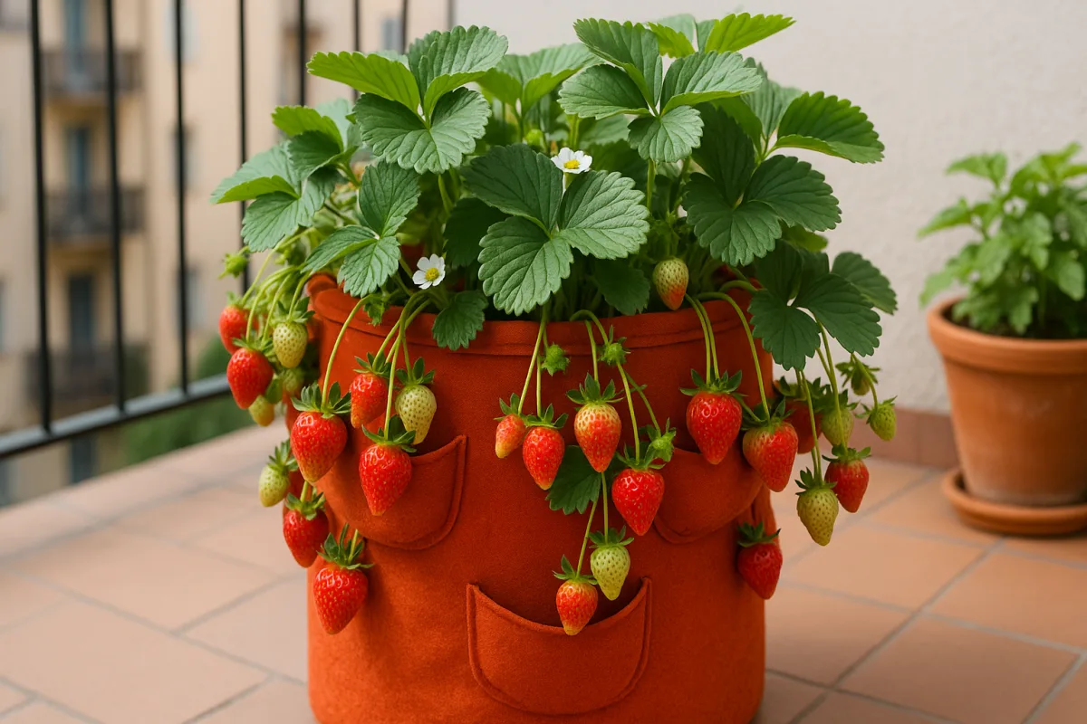 Fragole in vaso sul terrazzo: il sistema a tasche che moltiplica il raccolto