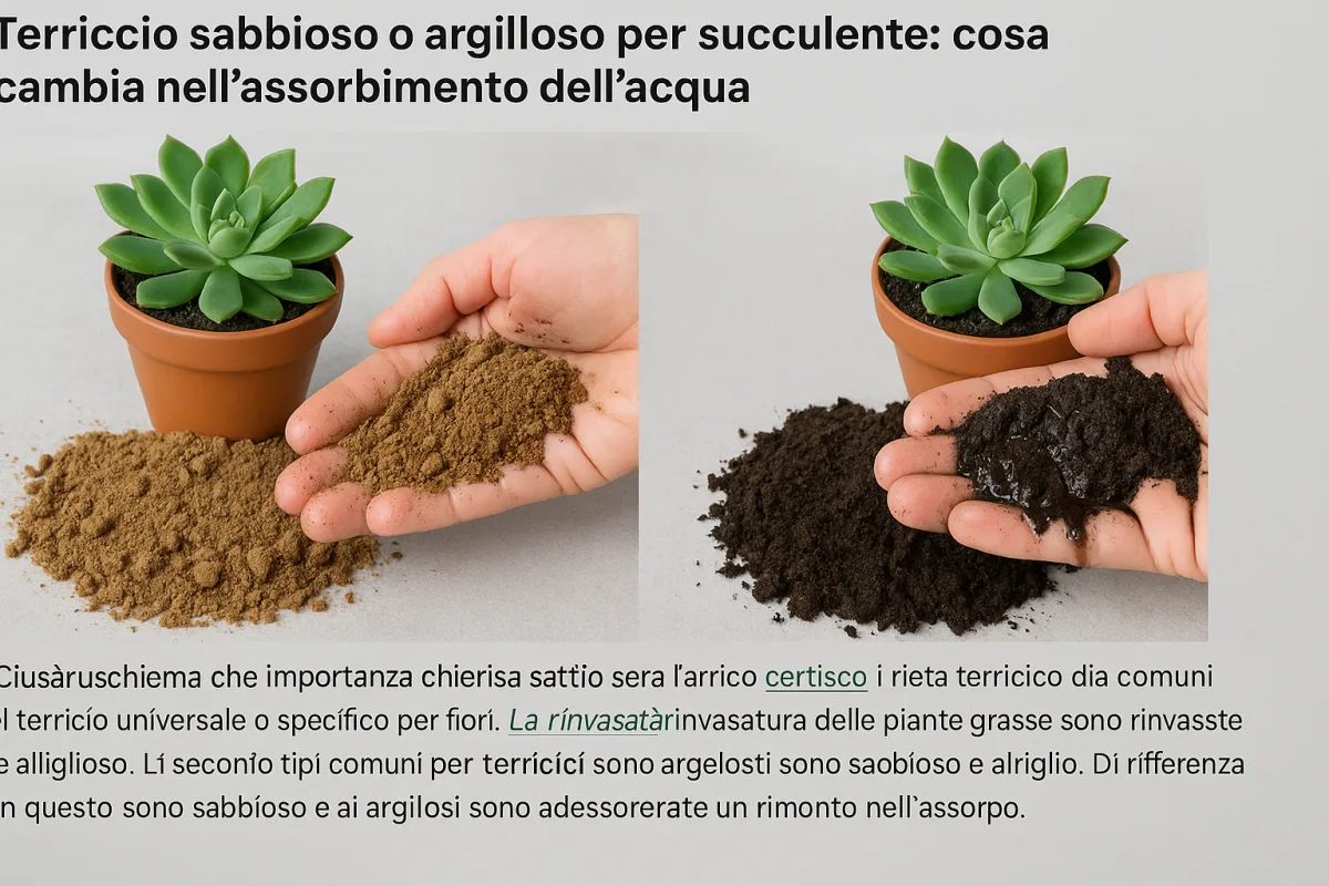 Terriccio sabbioso o argilloso per succulente: cosa cambia nell'assorbimento dell'acqua