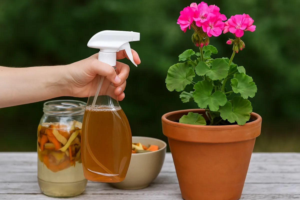 Concime liquido per gerani fatto in casa: la ricetta con gli avanzi del frigo