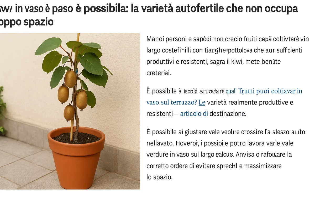 Kiwi in vaso è possibile: la varietà autofertile che non occupa troppo spazio