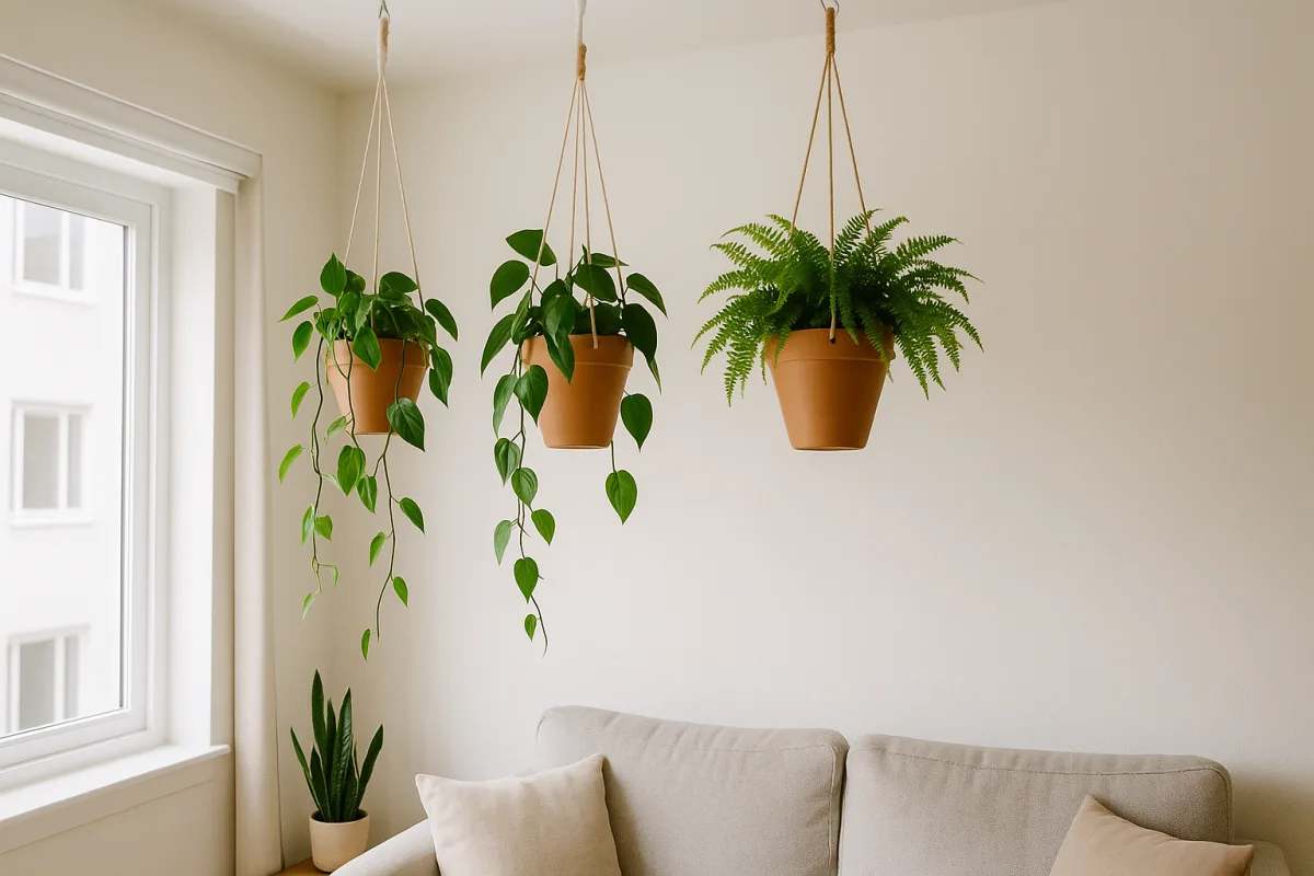 Piante sospese in appartamento: l'altezza minima dal soffitto che pochi rispettano