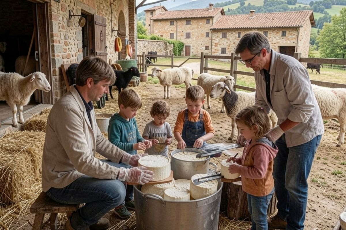 Formaggio artigianale in un borgo dell'Emilia, variegato secondo le stagioni dell'anno.